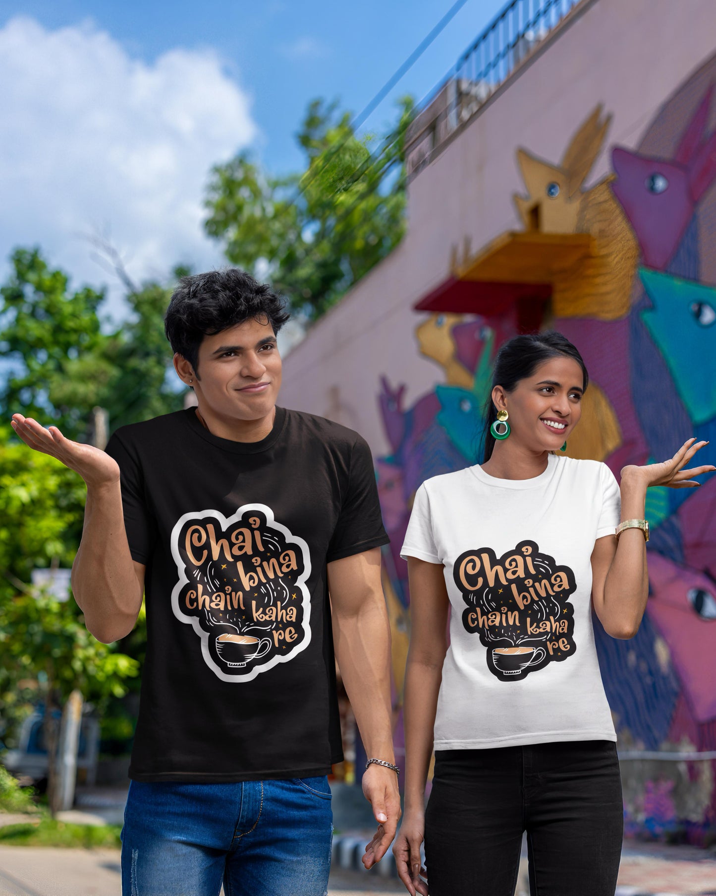 Tea Bliss: Chai Bina Chain Kaha Re | Premium Unisex T-shirt