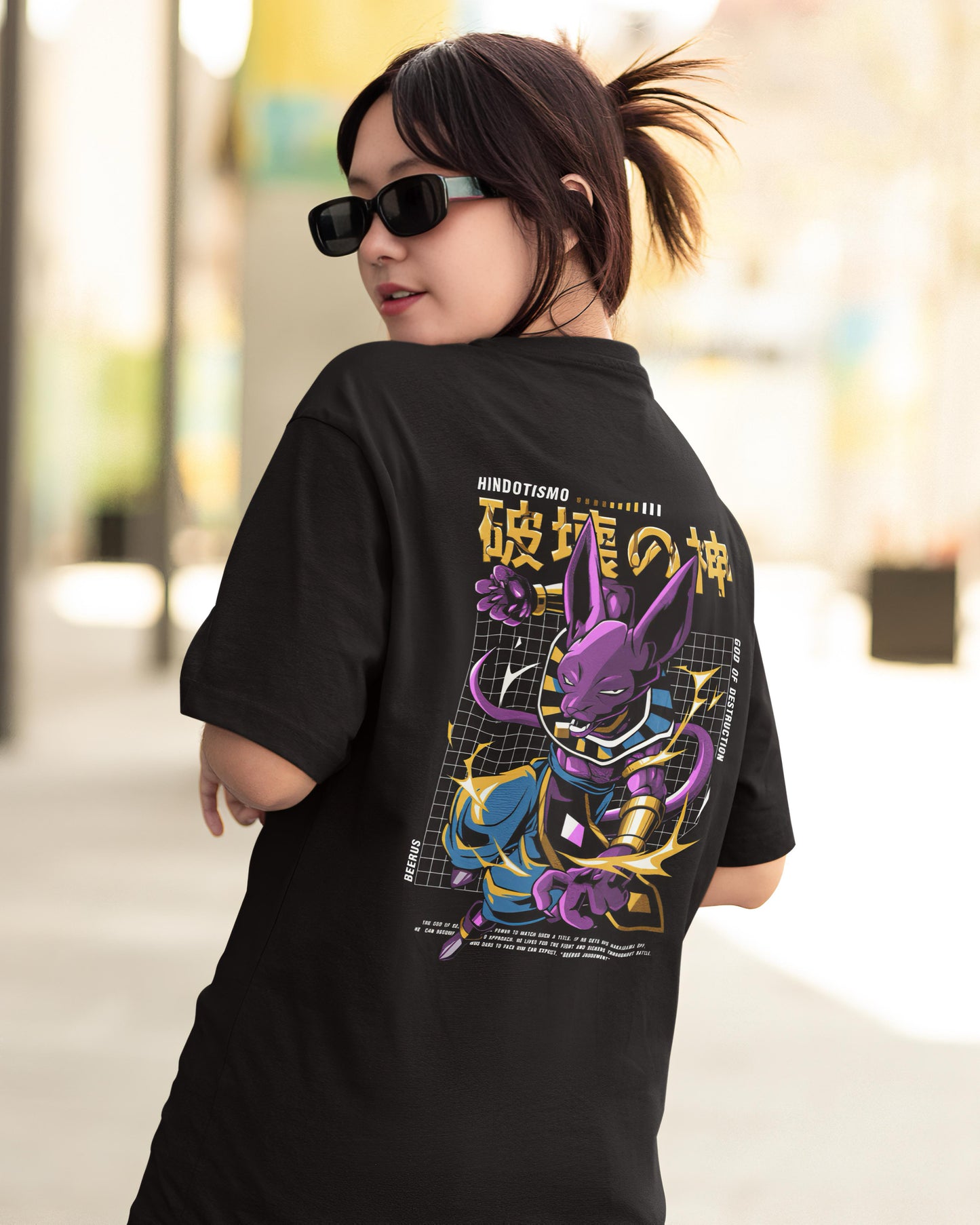 Cosmic Power: Beerus | Premium Oversized unisex black T-shirt