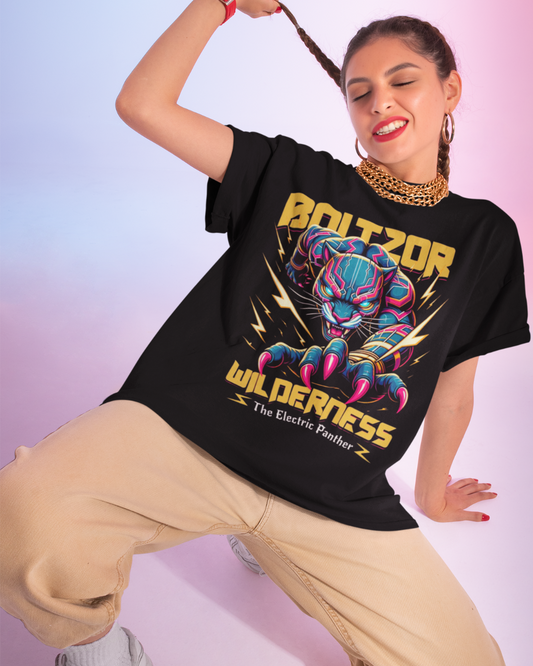 The Electric Panther : Boltzor Wilderness|Unisex Oversised T-shirt