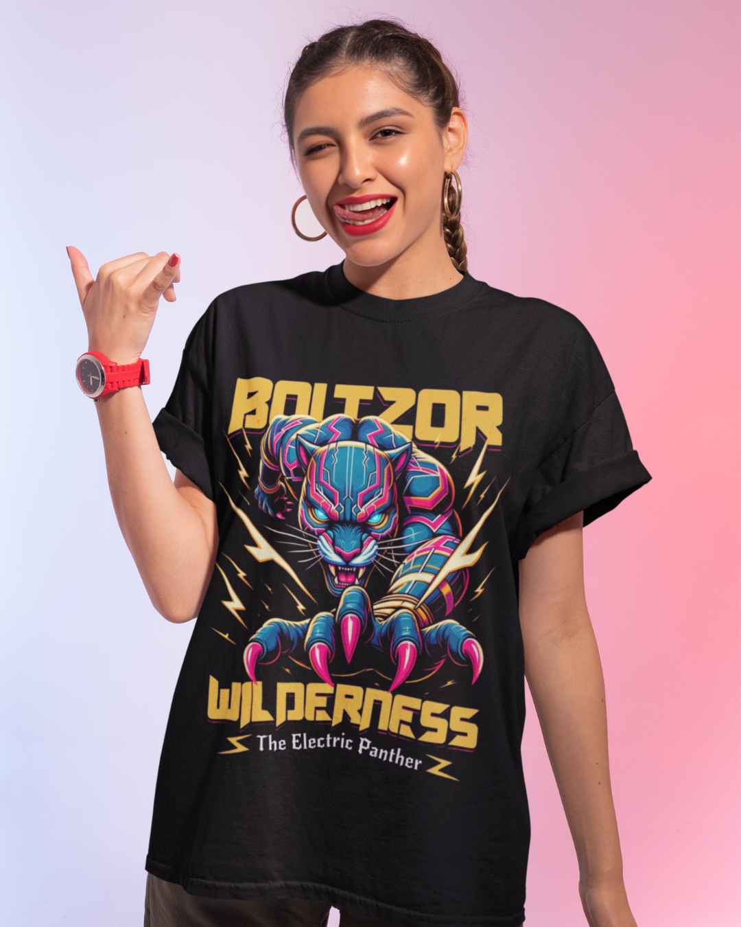 The Electric Panther : Boltzor Wilderness|Unisex Oversised T-shirt